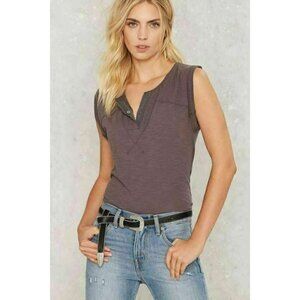 Pursue Womens Cotton Gray Expectations Henley Tank